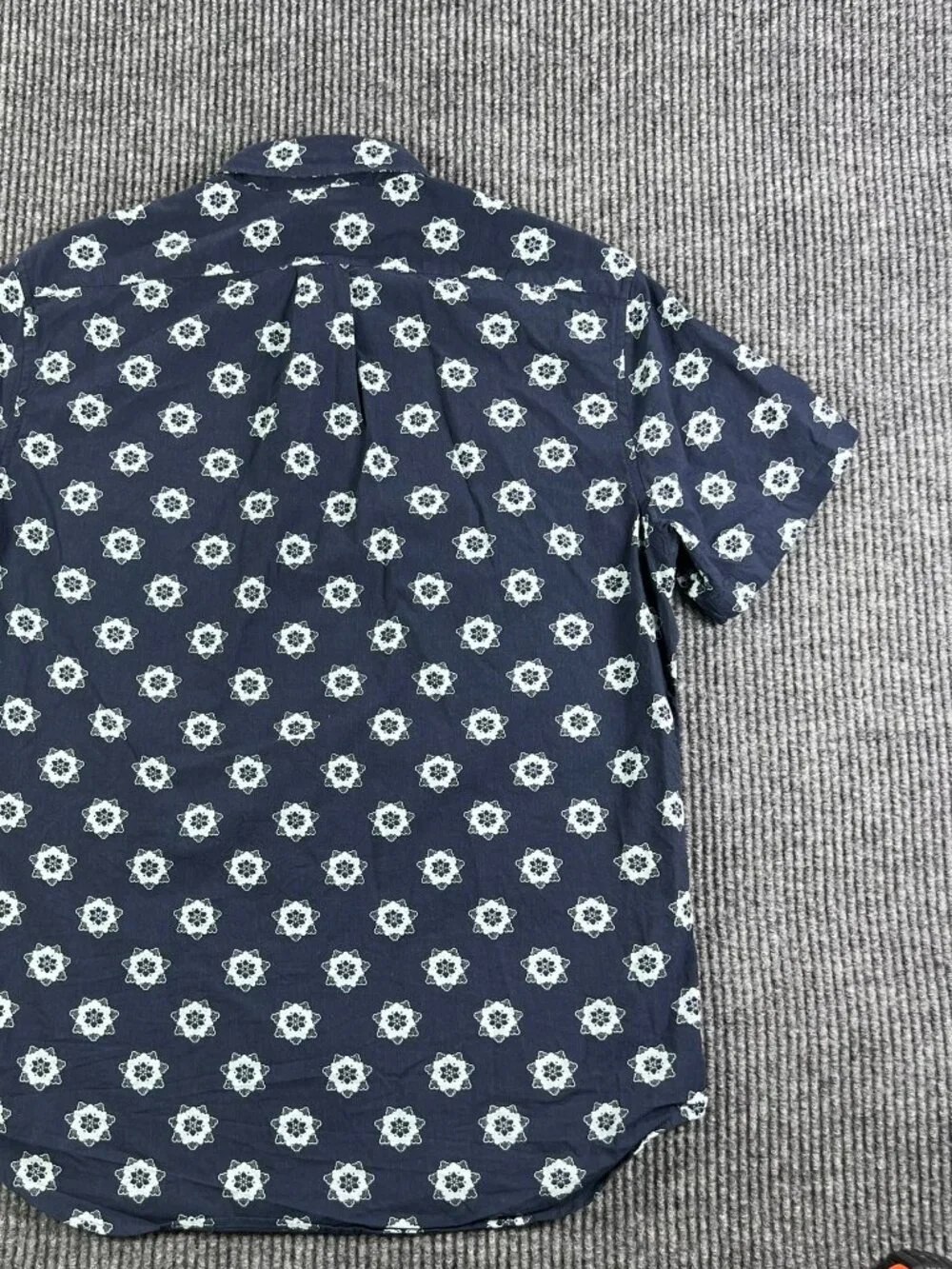 J.Crew Secret Wash Shirting Stretch Short Sleeve Floral Button Down Blue